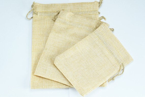 10 Drawstring Burlap Bags 3.25x4.5 in, 3.75x5.5 in, 7x5 inches. Packing Pouches Wedding Bracelet Pouch or any Gifts jewelr...