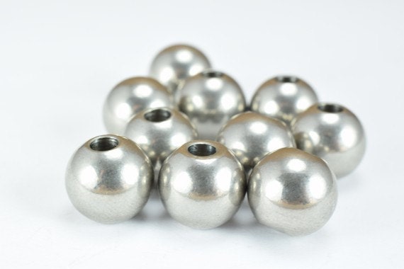 10mm Stainless Steel Round Beads, (AAA) Quality, 20 PCs, Dark with 3mm Hole Smooth Seamless Spacer Beads for Jewelry Makin...