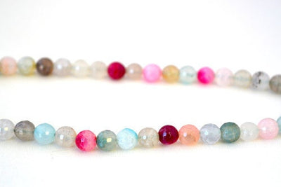 Pastel Rainbow 8mm Faceted Agate Fuchsia & Clear Stone Beads jewelry making supplies - detail image 5