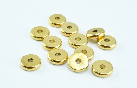 18K Gold Filled Roundel Plain Spacer Size 8mm, GF5241A, Spacer Beads For Jewelry Making Thickness 2mm Hole Size: 2mm Karat...