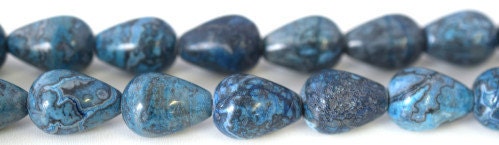 18x14mm Breciated Blue Jasper Stone Beads, Sold by 21pcs, 2mm hole opening. 96.6grams/pk jewelry making supplies - detail...
