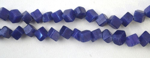 5mm Cubed Lapis Stone Beads, Sold by 1 strand of 73pcs, 1mm hole opening,  15.0grams/pk jewelry making supplies - detail i...