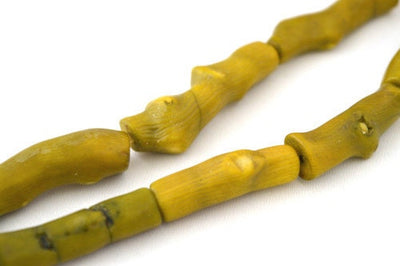 Yellow Dyed Coral Stone Beads, Sold by 1 Strand of 11pcs, 40x14mm, 1mm hole opening jewelry making supplies - detail image 5