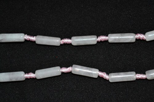 Tubular Rose Quartz Stone Beads, Sold by 1 strand of 21pcs, 5x14mm, 1mm hole opening, 11.2grams/pk jewelry making supplies...