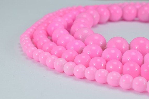 Glass Beads Round Pink Color 6mm/8mm/10mm/12mm Shine Round Beads For Jewelry Making jewelry making supplies - detail image 2