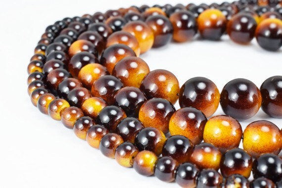 Tiger Eye Glass Beads Round 6mm/8mm/10mm/12mm Shine Round Beads For Jewelry Making jewelry making supplies - detail image 2
