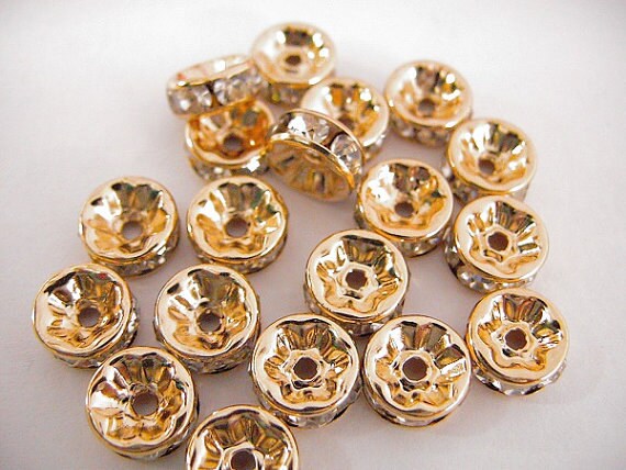 7mm as as Gold Filled* tarnish resistant Rhinestone Spacer Roundel, GF5041 jewelry making supplies - detail image 6