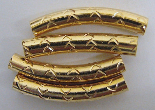 18K as Gold Filled* Tube 4x25mm as Gold Filled* Curve Tube Diamond Cut GF1673 jewelry making supplies - detail image 2