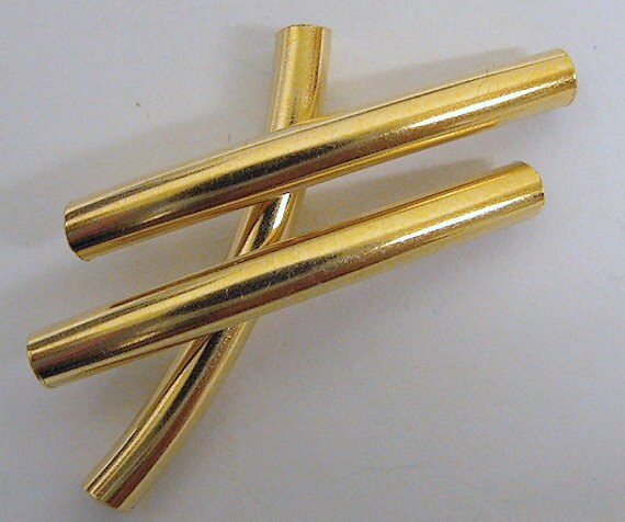 18K Gold Filled Tube 3x25 Gold Filled EP Plain Curve Tube, GF1461 jewelry making supplies - detail image 2