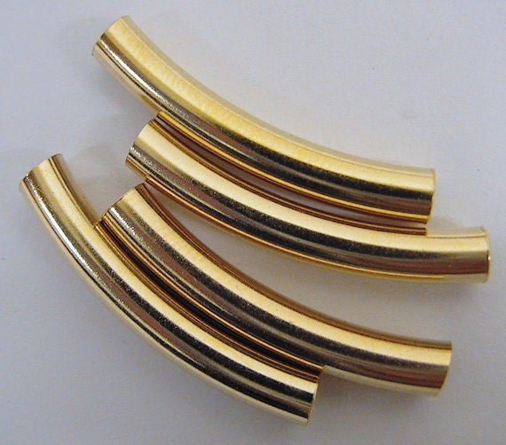 18K Gold Filled EP Tube 2x25mm Gold Filled Plain Curve Tube, GF1261 jewelry making supplies - detail image 3