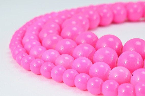 Fuchsia Glass Beads: Shine Round Assorted Sizes 6-12mm - Vintage Style, Jewelry Crafting Supplies