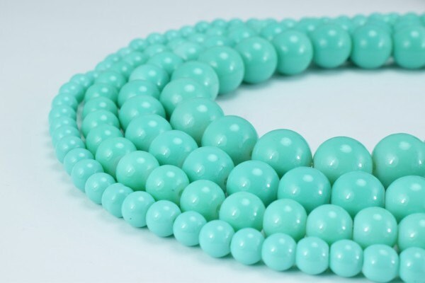 Blue Green Glass Beads Round Shine: 6-12mm Assorted Sizes, Bohemian Style | Vintage Pearls, Jewelry Making Supplies | Bulk Craft Beads