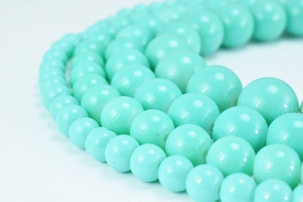 Blue Green Glass Beads Round Shine: 6-12mm Assorted Sizes, Bohemian Style | Vintage Pearls, Jewelry Making Supplies | Bulk Craft Beads