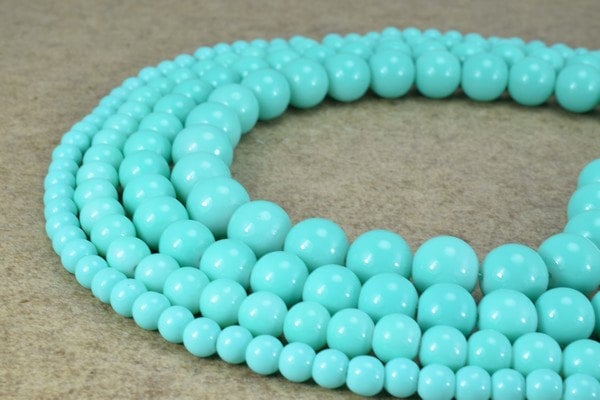 Blue Green Glass Beads Round Shine: 6-12mm Assorted Sizes, Bohemian Style | Vintage Pearls, Jewelry Making Supplies | Bulk Craft Beads