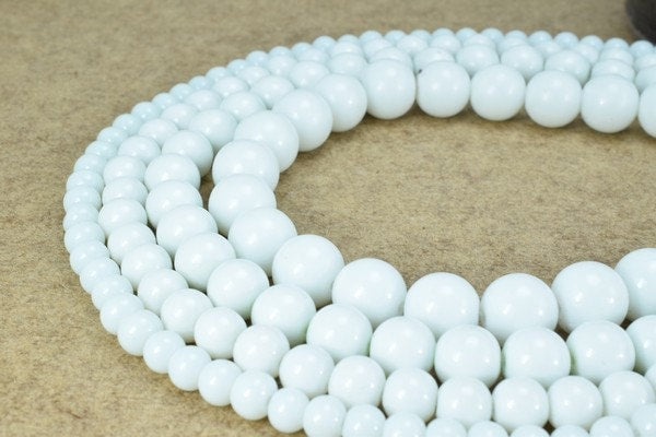 White Glass Beads Round: Shiny Crystal Style - 6mm to 12mm, Loose Pearls, Jewelry Craft Essentials