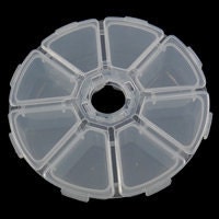 Plastic Storage Container Box, Beading Organizer, Clear Round, 8 Compartments, Jewelry Making, Beads, Gemstone Organizer I...