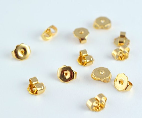 Earnut Earring Backing Findings 18K as as Gold Filled* tarnish resistant Size 4.5x3mm GF9122 jewelry making supplies - det...