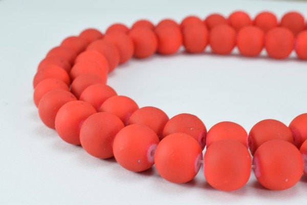 Glass Beads Matte Neon Red Rubber Over Glass Size 10mm Round For Jewelry Making # 789222045364 jewelry making supplies - d...