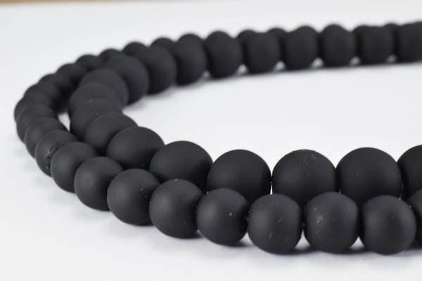 Glass Beads Matte Black Rubber Over Glass Size 8mm/10mm Round For Jewelry Making Item#789222045401 jewelry making supplies
