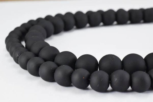 Glass Beads Matte Black Rubber Over Glass Size 8mm/10mm Round For Jewelry Making Item#789222045401 jewelry making supplies