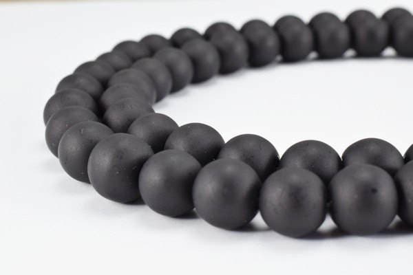 Glass Beads Matte Black Glass Size 10mm Round For Jewelry Making Item#789222045418 jewelry making supplies - detail image 3