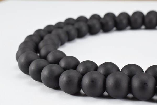 Glass Beads Matte Black Glass Size 10mm Round For Jewelry Making Item#789222045418 jewelry making supplies