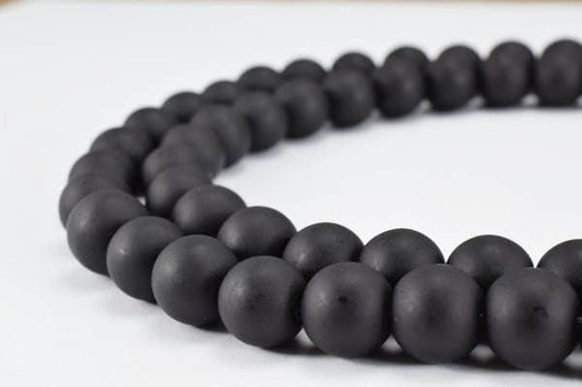 Glass Beads Matte Black Glass Size 10mm Round For Jewelry Making Item#789222045418 jewelry making supplies
