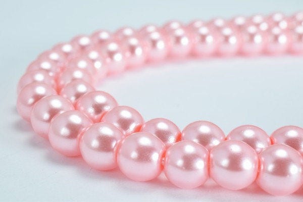 Light Pink Glass Pearl Beads Size 8mm Shine Round Ball Beads for Jewelry Making Item#789222045524 jewelry making supplies...