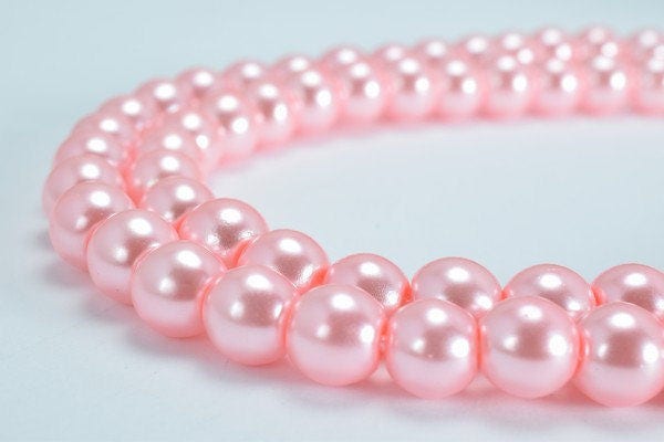 Light Pink Glass Pearl Beads Size 8mm Shine Round Ball Beads for Jewelry Making Item#789222045524 jewelry making supplies...