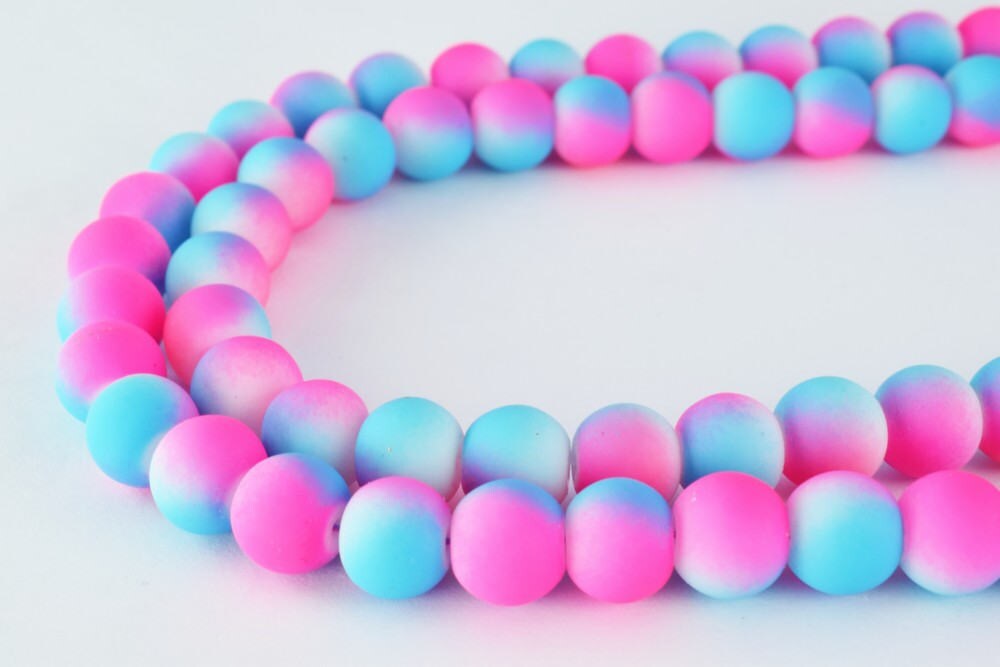 Glass Beads Matte Two Tone Rubber Over Glass Size 10mm Round For Jewelry Making Item#789222046088 jewelry making supplies...