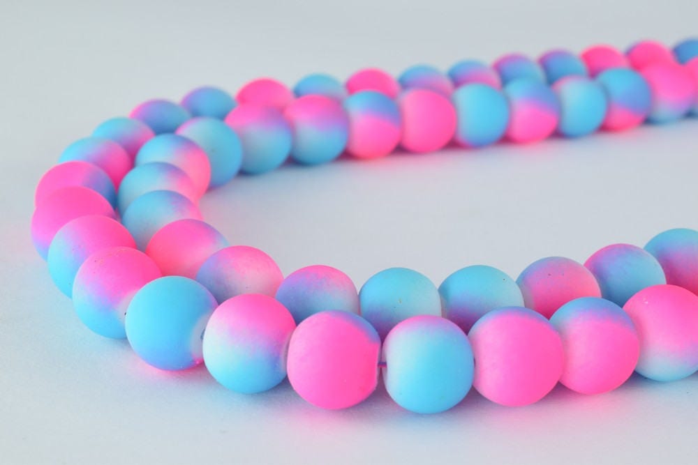 Glass Beads Matte Two Tone Rubber Over Glass Size 10mm Round For Jewelry Making Item#789222046088 jewelry making supplies...