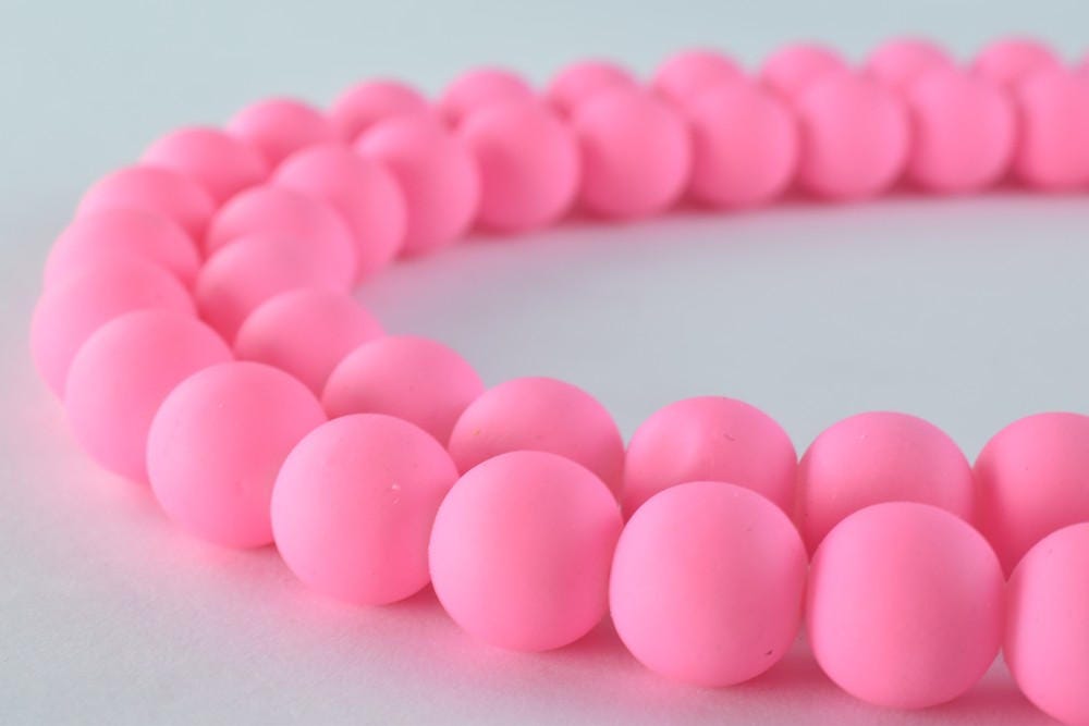 Glass Beads Matte Pink Rubber Over Glass Size 8mm/10mm Round For Jewelry Making Item#789222045906 jewelry making supplies...