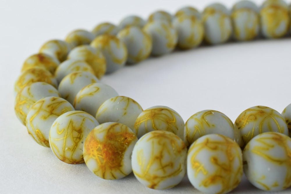 Glass Beads Matte Two Tone Gray Gold Rubber Over Glass Size 10mm Round For Jewelry Making Item#789222045913 jewelry making...