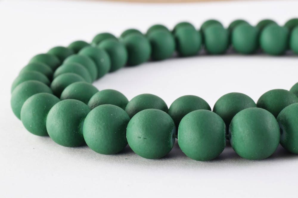 Glass Beads Matte Green Rubber Over Glass Size 8mm/10mm Round For Jewelry Making Item#789222045968 jewelry making supplies...