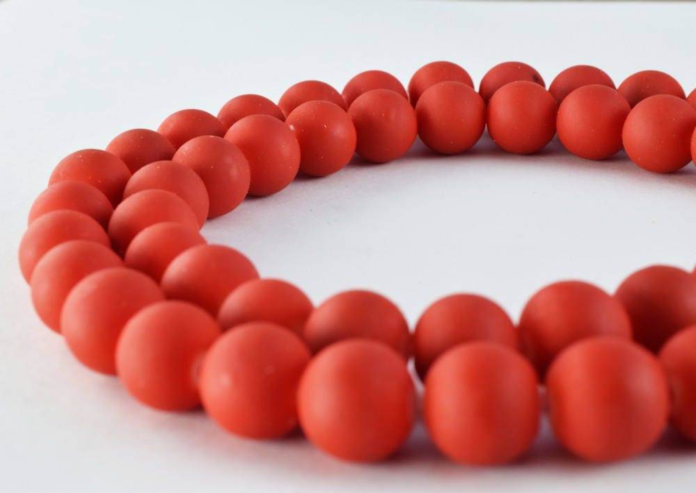 Glass Beads Matte RED Rubber Over Glass Size 10mm Round For Jewelry Making Item#789222045937 jewelry making supplies