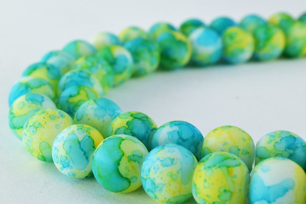 Glass Beads Matte Green Rubber Over Glass Size 10mm Round For Jewelry Making Item#789222045982 jewelry making supplies - d...
