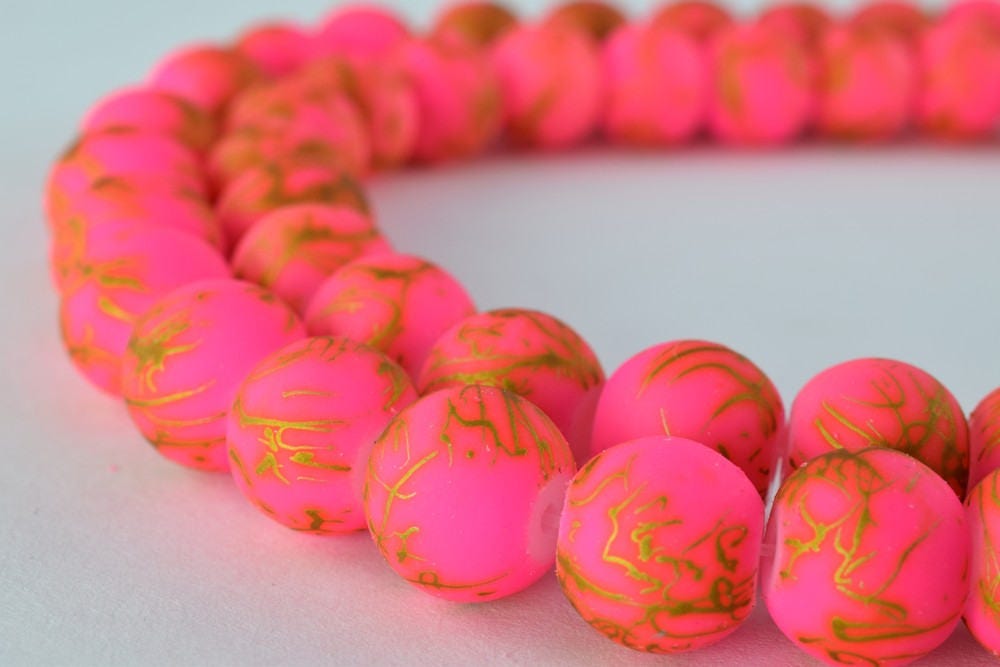 Glass Beads Matte Pink Gold Two Tone Rubber Over Glass Size 10mm Round For Jewelry Making Item#789222045869 jewelry making...