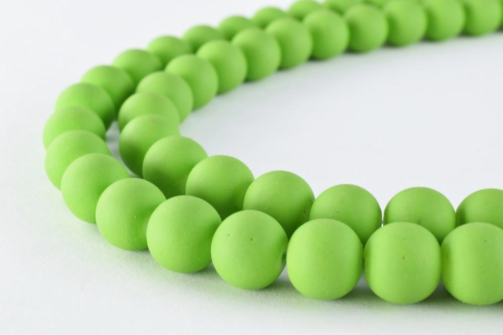 Glass Beads Matte Green Rubber Over Glass Size 8mm/10mm Round For Jewelry Making Item#789222045999 jewelry making supplies...