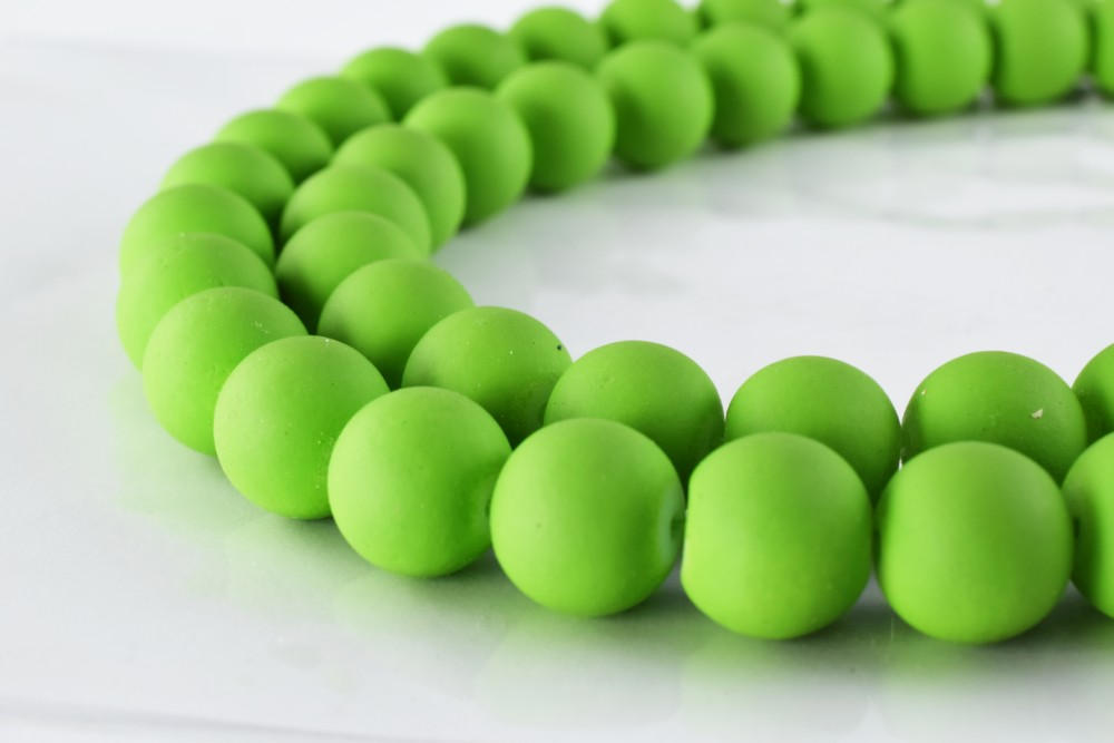 Glass Beads Matte Green Rubber Over Glass Size 8mm/10mm Round For Jewelry Making Item#789222045999 jewelry making supplies...