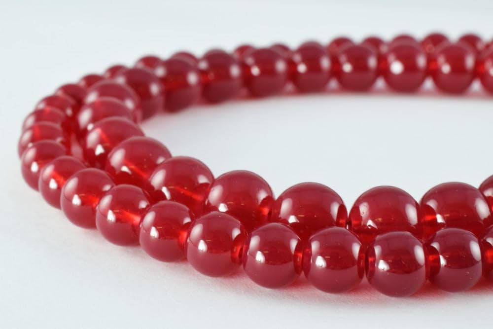 Milky Red Round Glass Beads: Crackle Texture - Bohemian Style, Assorted Sizes 8mm & 10mm, Jewelry Crafting Essentials