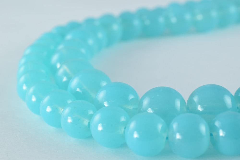 Milky Blue Glass Beads 8mm-10mm - Vintage Style Round Loose Beads - Matte Finish, Lampwork, Jewelry Making Tools