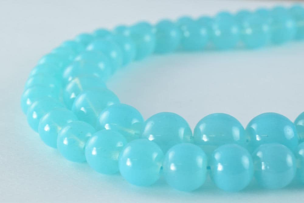 Milky Blue Glass Beads 8mm-10mm - Vintage Style Round Loose Beads - Matte Finish, Lampwork, Jewelry Making Tools