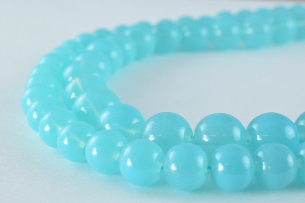 Milky Blue Color Glass Beads Round 8mm/10mm Shine Round Beads For Jewelry Making Item #789222046194 jewelry making supplies