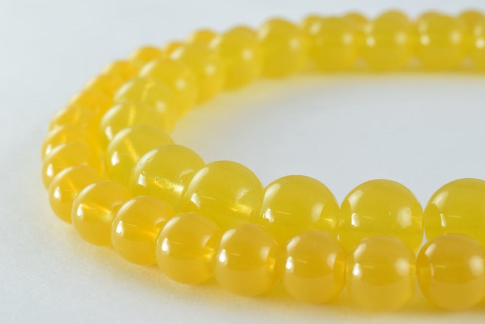 Milky Yellow Color Glass Beads Round: Matte Finish, Crackle Texture - 8mm & 10mm Sizes, Bohemian Style, Jewelry Supplies