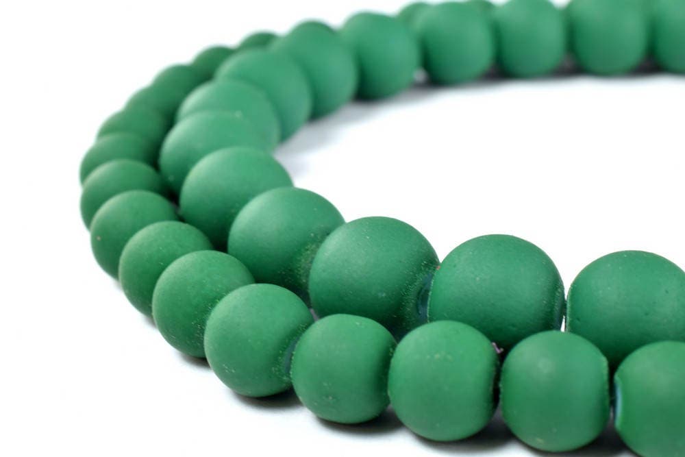 Glass Beads Matte Green Rubber Over Glass Size 8mm/10mm Round For Jewelry Making Item#789222045968 jewelry making supplies...
