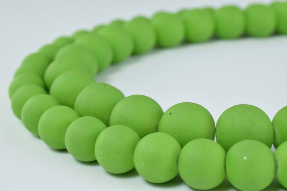 Glass Beads Matte Green Rubber Over Glass Size 8mm/10mm Round For Jewelry Making Item#789222045999 jewelry making supplies
