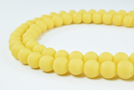 Glass Beads Matte Yellow Rubber Over Glass Size 8mm Round For Jewelry Making Item#789222046217 jewelry making supplies - d...