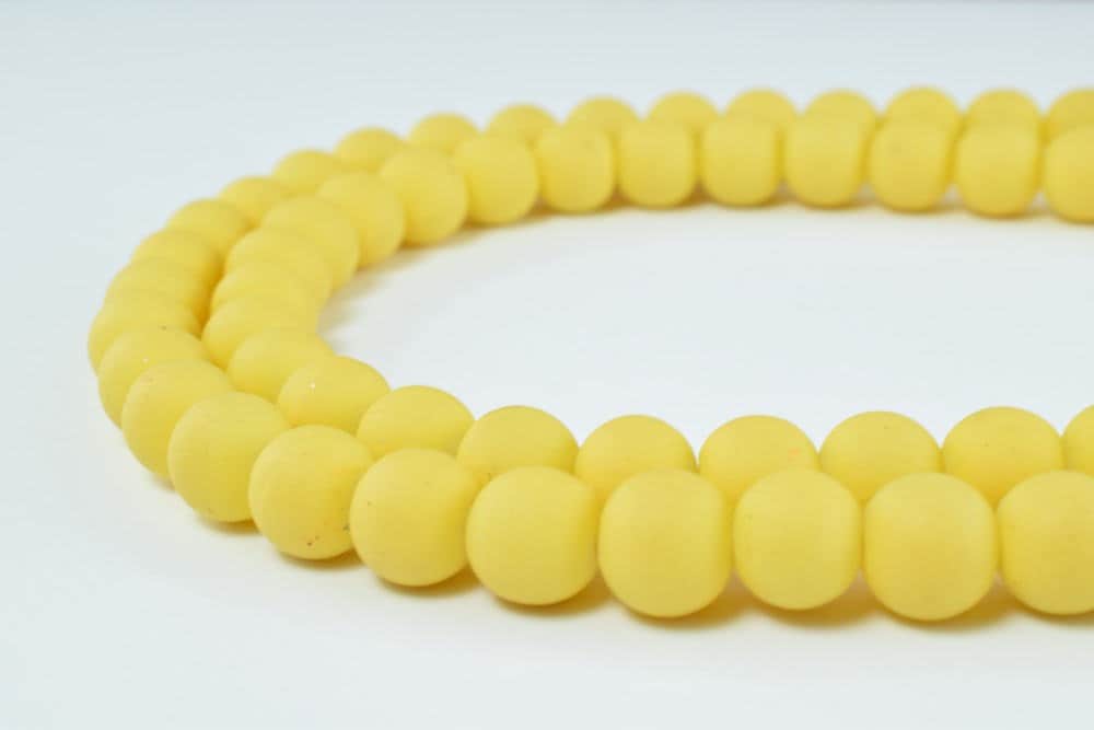 Glass Beads Matte Yellow Rubber Over Glass Size 8mm Round For Jewelry Making Item#789222046217 jewelry making supplies