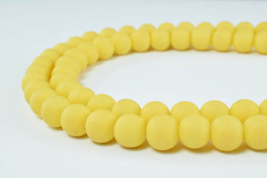Glass Beads Matte Yellow Rubber Over Glass Size 8mm Round For Jewelry Making Item#789222046217 jewelry making supplies