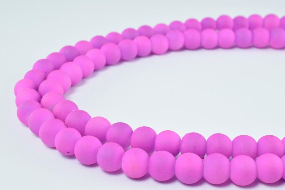 Glass Beads Matte Rubber Over Glass Size 8mm Round For Jewelry Making Item#789222046231 jewelry making supplies - detail i...